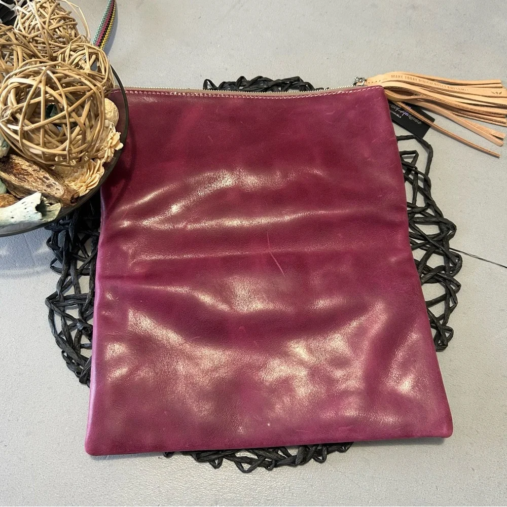 Consuela Sally Fold Over Leather Tooled Clutch
